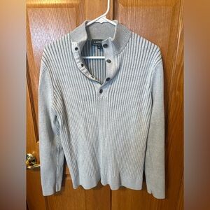 Express Men's Light Gray Zip-Up Sweater